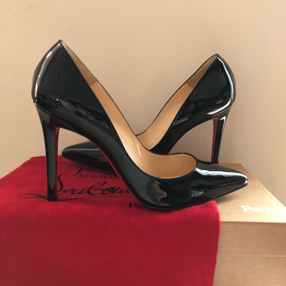 Louboutin Pigalle 100 Patent Calf (Black) 36.5